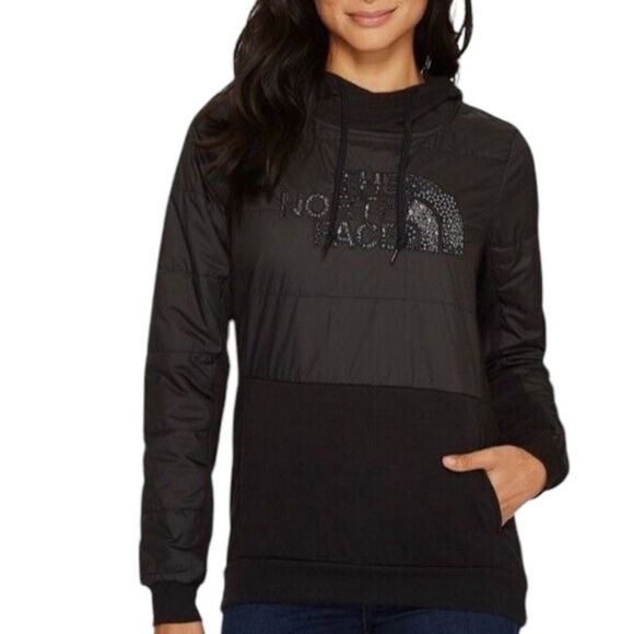 The North Face Black Reflective Hoodie Sz L Puffer Pullover - Picture 1 of 6